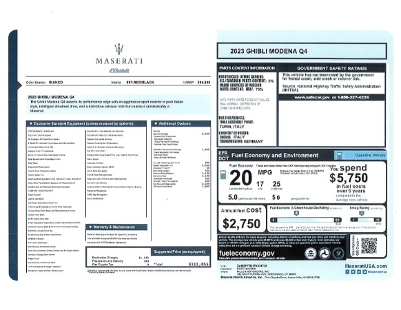 New 2023 Maserati Ghibli Modena Q4 for sale $111,055 at Rolls-Royce Motor Cars Greenwich in Greenwich CT 06830 24