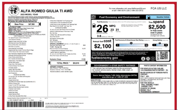 New 2023 Alfa Romeo Giulia Ti for sale $53,910 at Rolls-Royce Motor Cars Greenwich in Greenwich CT 06830 23