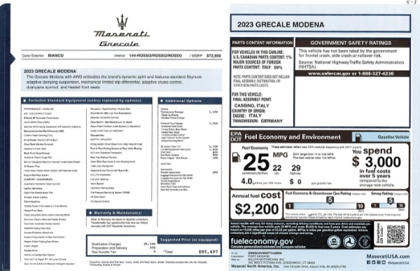New 2023 Maserati Grecale Modena for sale $85,497 at Rolls-Royce Motor Cars Greenwich in Greenwich CT 06830 23