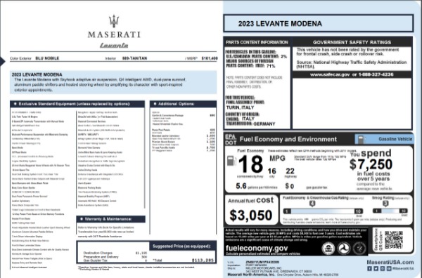 New 2023 Maserati Levante Modena for sale $113,282 at Rolls-Royce Motor Cars Greenwich in Greenwich CT 06830 22