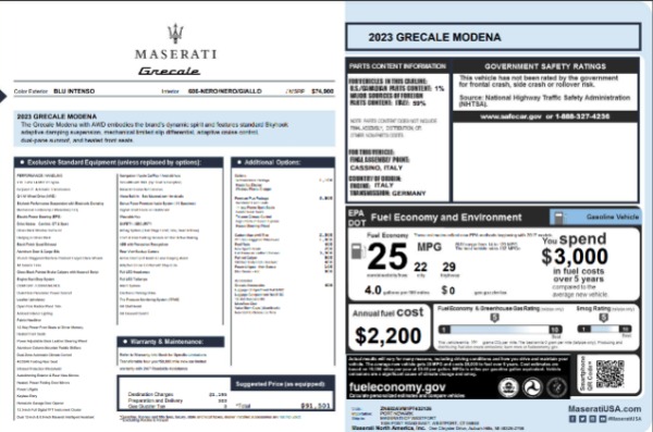 New 2023 Maserati Grecale Modena for sale $91,501 at Rolls-Royce Motor Cars Greenwich in Greenwich CT 06830 23