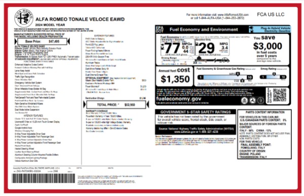 Used 2024 Alfa Romeo Tonale Veloce for sale $26,900 at Rolls-Royce Motor Cars Greenwich in Greenwich CT 06830 24