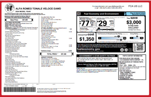 New 2024 Alfa Romeo Tonale Veloce for sale $57,300 at Rolls-Royce Motor Cars Greenwich in Greenwich CT 06830 28