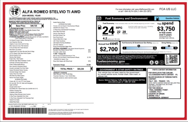 New 2024 Alfa Romeo Stelvio Ti for sale $55,230 at Rolls-Royce Motor Cars Greenwich in Greenwich CT 06830 28