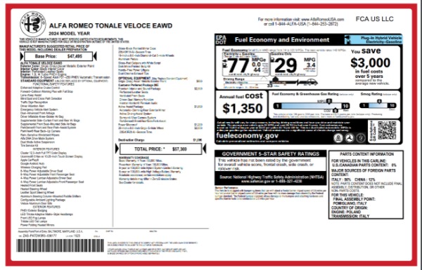 New 2024 Alfa Romeo Tonale Veloce for sale $57,300 at Rolls-Royce Motor Cars Greenwich in Greenwich CT 06830 28