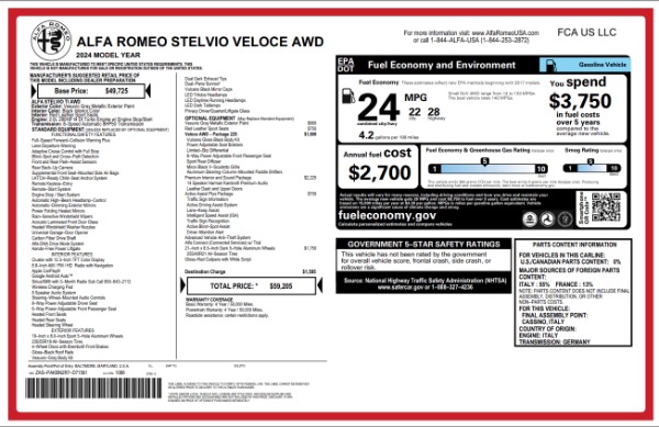 New 2024 Alfa Romeo Stelvio Veloce for sale $59,205 at Rolls-Royce Motor Cars Greenwich in Greenwich CT 06830 28