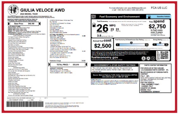 New 2024 Alfa Romeo Giulia Veloce for sale $53,940 at Rolls-Royce Motor Cars Greenwich in Greenwich CT 06830 22