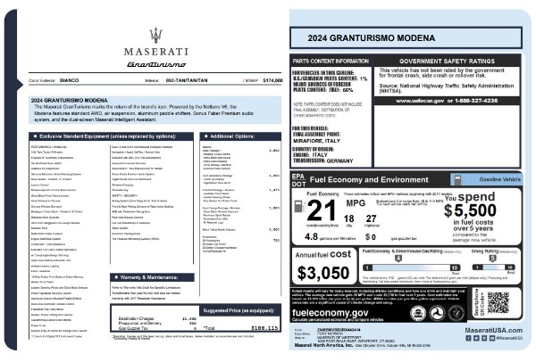 New 2024 Maserati GranTurismo Modena for sale $188,115 at Rolls-Royce Motor Cars Greenwich in Greenwich CT 06830 21
