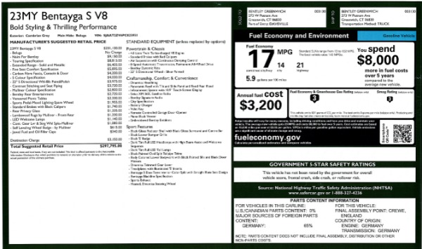 New 2023 Bentley Bentayga S V8 for sale $297,795 at Rolls-Royce Motor Cars Greenwich in Greenwich CT 06830 28
