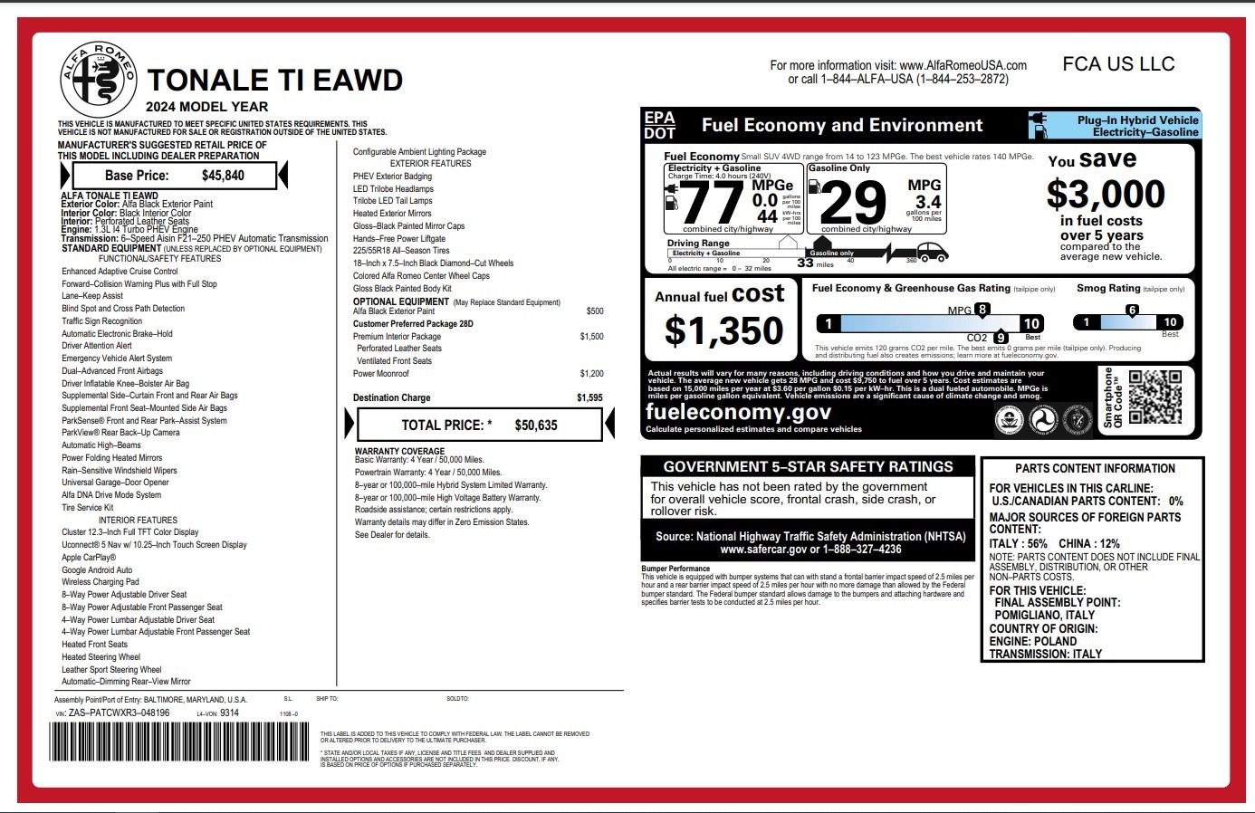 New 2024 Alfa Romeo Tonale Ti for sale $50,635 at Rolls-Royce Motor Cars Greenwich in Greenwich CT 06830 1