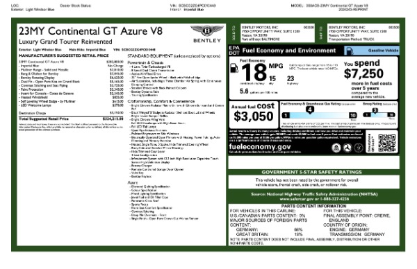 Used 2023 Bentley Continental GT Azure V8 for sale Sold at Rolls-Royce Motor Cars Greenwich in Greenwich CT 06830 27