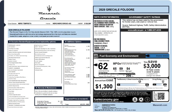 New 2025 Maserati Grecale Folgore - Fully Electric Vehicle for sale Sold at Rolls-Royce Motor Cars Greenwich in Greenwich CT 06830 25