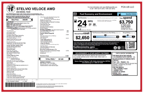 New 2025 Alfa Romeo Stelvio Veloce for sale $57,685 at Rolls-Royce Motor Cars Greenwich in Greenwich CT 06830 22