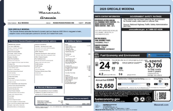 New 2025 Maserati Grecale Modena for sale Call for price at Rolls-Royce Motor Cars Greenwich in Greenwich CT 06830 21