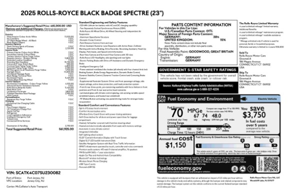 Used 2025 Rolls-Royce Black Badge Spectre for sale $459,900 at Rolls-Royce Motor Cars Greenwich in Greenwich CT 06830 28