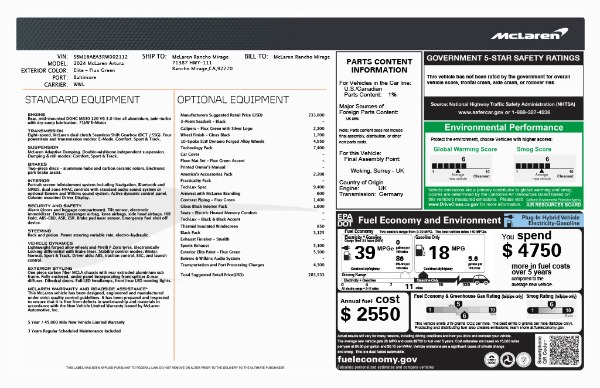 Used 2024 McLaren Artura TechLux for sale $191,900 at Rolls-Royce Motor Cars Greenwich in Greenwich CT 06830 27