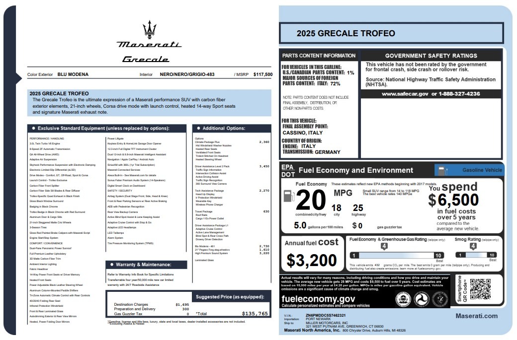 New 2025 Maserati Grecale Trofeo for sale $135,765 at Rolls-Royce Motor Cars Greenwich in Greenwich CT 06830 1