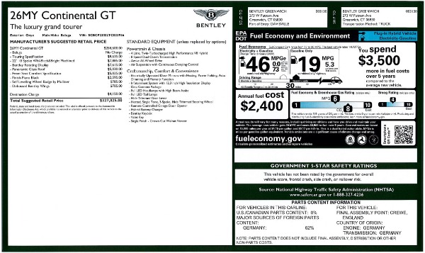 New 2026 Bentley Continental GT Coupe GT for sale $327,025 at Rolls-Royce Motor Cars Greenwich in Greenwich CT 06830 10