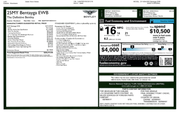 New 2025 Bentley Bentayga EWB V8 for sale $285,850 at Rolls-Royce Motor Cars Greenwich in Greenwich CT 06830 10
