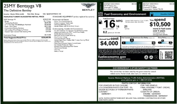 New 2025 Bentley Bentayga V8 for sale $199,900 at Rolls-Royce Motor Cars Greenwich in Greenwich CT 06830 28