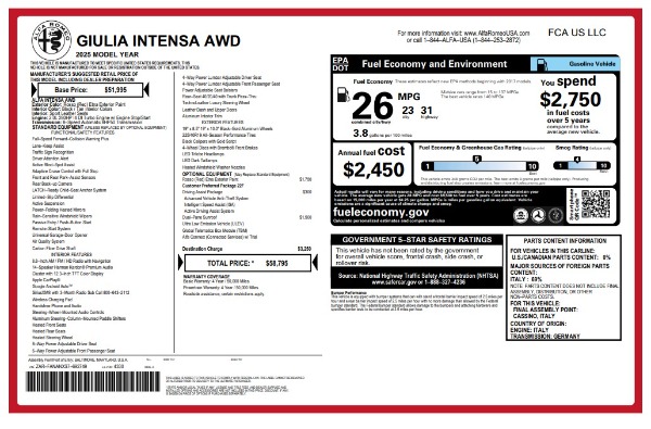New 2025 Alfa Romeo Giulia Intensa for sale Sold at Rolls-Royce Motor Cars Greenwich in Greenwich CT 06830 25