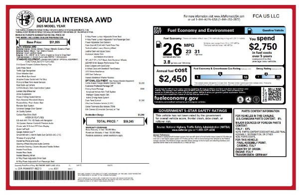 New 2025 Alfa Romeo Giulia Intensa for sale Sold at Rolls-Royce Motor Cars Greenwich in Greenwich CT 06830 18