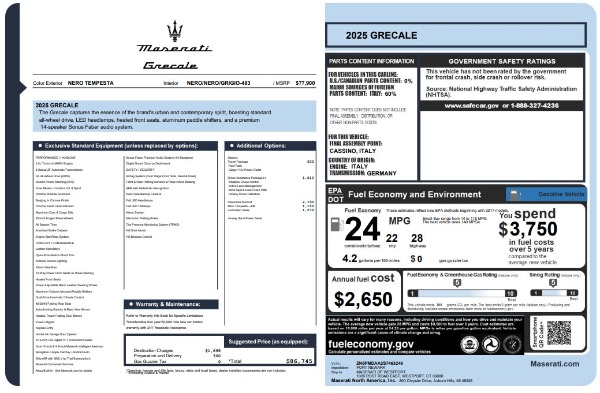 New 2025 Maserati Grecale for sale $71,739 at Rolls-Royce Motor Cars Greenwich in Greenwich CT 06830 25