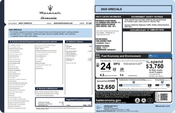 New 2025 Maserati Grecale for sale $71,889 at Rolls-Royce Motor Cars Greenwich in Greenwich CT 06830 25