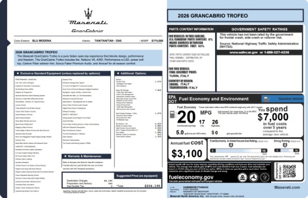New 2026 Maserati GranCabrio Trofeo for sale $204,195 at Rolls-Royce Motor Cars Greenwich in Greenwich CT 06830 25