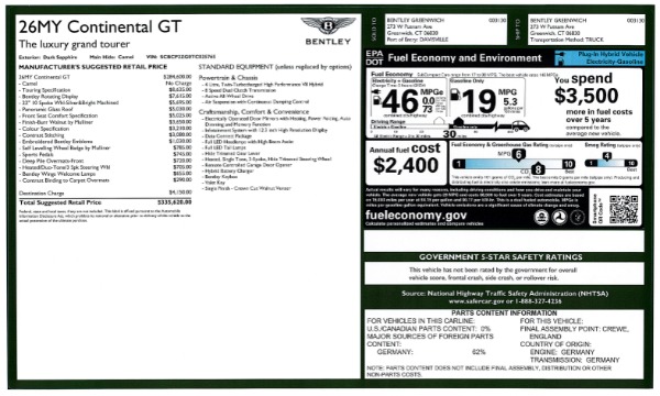 New 2026 Bentley Continental GT for sale $335,620 at Rolls-Royce Motor Cars Greenwich in Greenwich CT 06830 26
