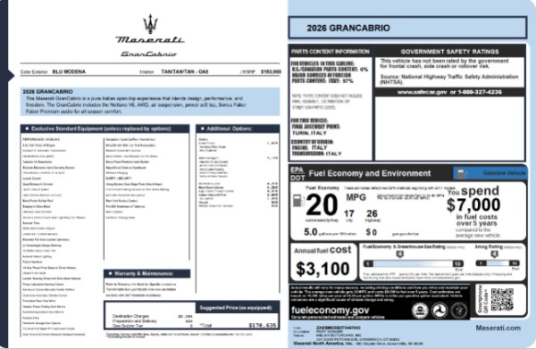 New 2026 Maserati GranCabrio Modena for sale $178,635 at Rolls-Royce Motor Cars Greenwich in Greenwich CT 06830 26