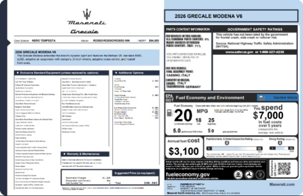 New 2026 Maserati Grecale Modena V6 for sale $93,459 at Rolls-Royce Motor Cars Greenwich in Greenwich CT 06830 26