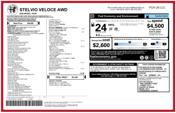 New 2026 Alfa Romeo Stelvio Veloce for sale $61,465 at Rolls-Royce Motor Cars Greenwich in Greenwich CT 06830 25