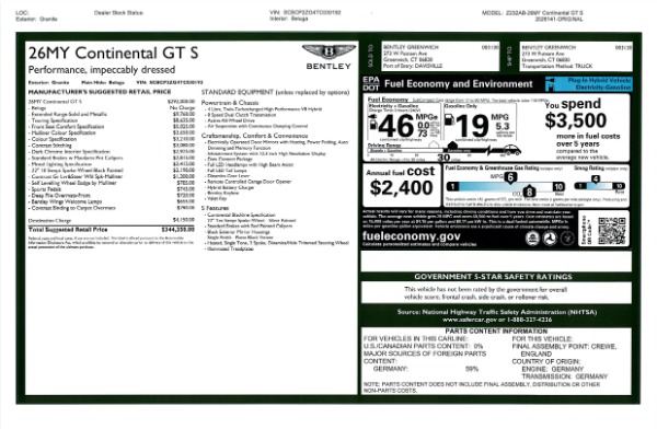 New 2026 Bentley Continental GT S for sale $344,350 at Rolls-Royce Motor Cars Greenwich in Greenwich CT 06830 26