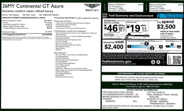 New 2026 Bentley Continental GT Azure for sale $352,090 at Rolls-Royce Motor Cars Greenwich in Greenwich CT 06830 27