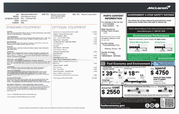 Used 2024 McLaren Artura TechLux for sale $182,900 at Rolls-Royce Motor Cars Greenwich in Greenwich CT 06830 6