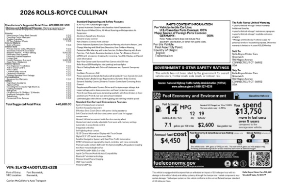 Used 2026 Rolls-Royce Cullinan for sale $425,900 at Rolls-Royce Motor Cars Greenwich in Greenwich CT 06830 9
