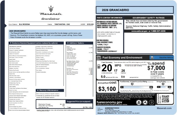 New 2026 Maserati GranCabrio for sale $178,105 at Rolls-Royce Motor Cars Greenwich in Greenwich CT 06830 25