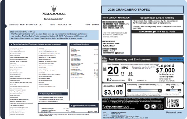 New 2026 Maserati GranCabrio Trofeo for sale $200,785 at Rolls-Royce Motor Cars Greenwich in Greenwich CT 06830 23