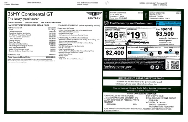 New 2026 Bentley Continental GT for sale $328,160 at Rolls-Royce Motor Cars Greenwich in Greenwich CT 06830 26