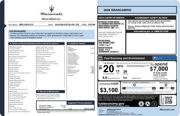 New 2026 Maserati GranCabrio for sale $173,195 at Rolls-Royce Motor Cars Greenwich in Greenwich CT 06830 23