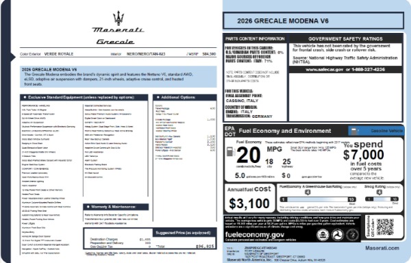New 2026 Maserati Grecale Modena V6 for sale $96,825 at Rolls-Royce Motor Cars Greenwich in Greenwich CT 06830 23