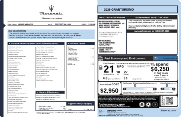 New 2026 Maserati GranTurismo for sale $158,015 at Rolls-Royce Motor Cars Greenwich in Greenwich CT 06830 22