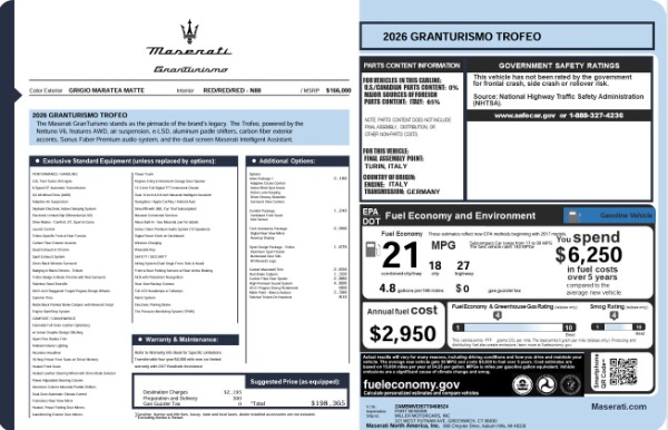 New 2026 Maserati GranTurismo Trofeo for sale $198,365 at Rolls-Royce Motor Cars Greenwich in Greenwich CT 06830 23