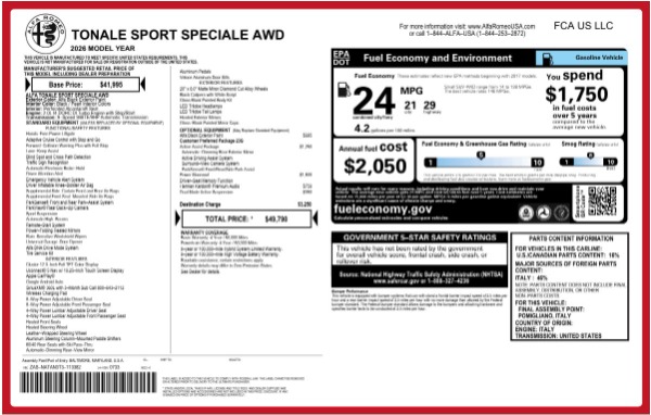 New 2026 Alfa Romeo Tonale Sport Speciale for sale $49,790 at Rolls-Royce Motor Cars Greenwich in Greenwich CT 06830 25