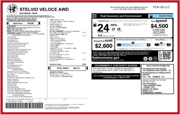New 2026 Alfa Romeo Stelvio Veloce for sale $60,715 at Rolls-Royce Motor Cars Greenwich in Greenwich CT 06830 25