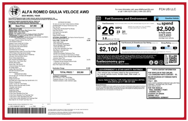 Used 2023 Alfa Romeo Giulia Veloce for sale $33,900 at Rolls-Royce Motor Cars Greenwich in Greenwich CT 06830 24