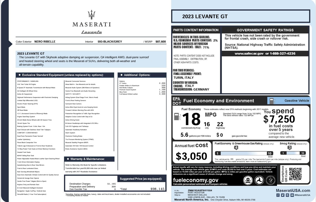 Used 2023 Maserati Levante GT for sale $49,900 at Rolls-Royce Motor Cars Greenwich in Greenwich CT 06830 1