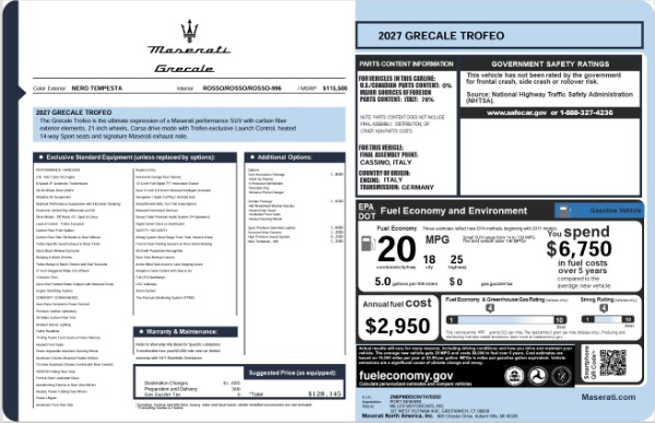New 2027 Maserati Grecale Trofeo for sale $128,145 at Rolls-Royce Motor Cars Greenwich in Greenwich CT 06830 27