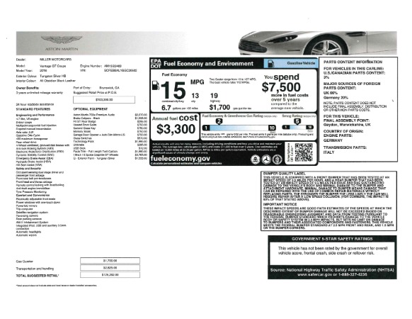 Used 2016 Aston Martin V8 Vantage GT Coupe for sale Sold at Rolls-Royce Motor Cars Greenwich in Greenwich CT 06830 18